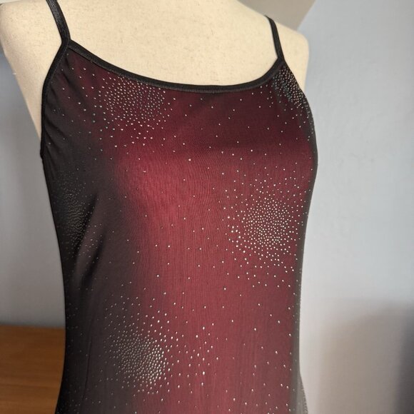 90’s Y2K Sparkly Black Mesh Overlay Red Maxi Dress Whimsigoth Fairy Grunge M/L - Picture 3 of 11